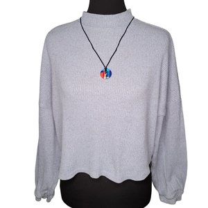 So Steel Blue Boho Cropped Knit Mock Neck Sweater – Size Juniors XS